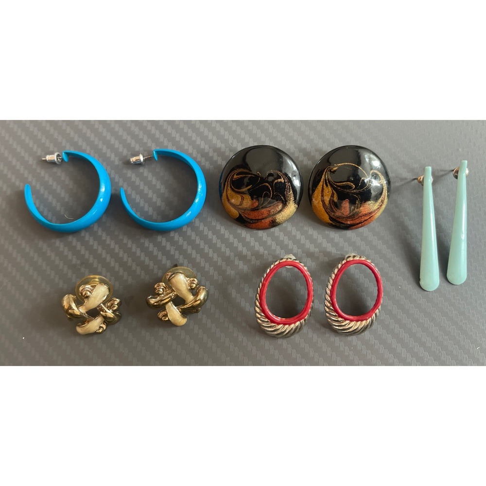 Vintage Lot of 5 Pierced Earrings Studs Dangle Some Metal Mixed